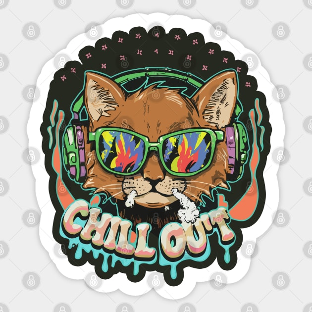 Pop Culture Cat in Hip Hop Gear Sticker by diegotorres